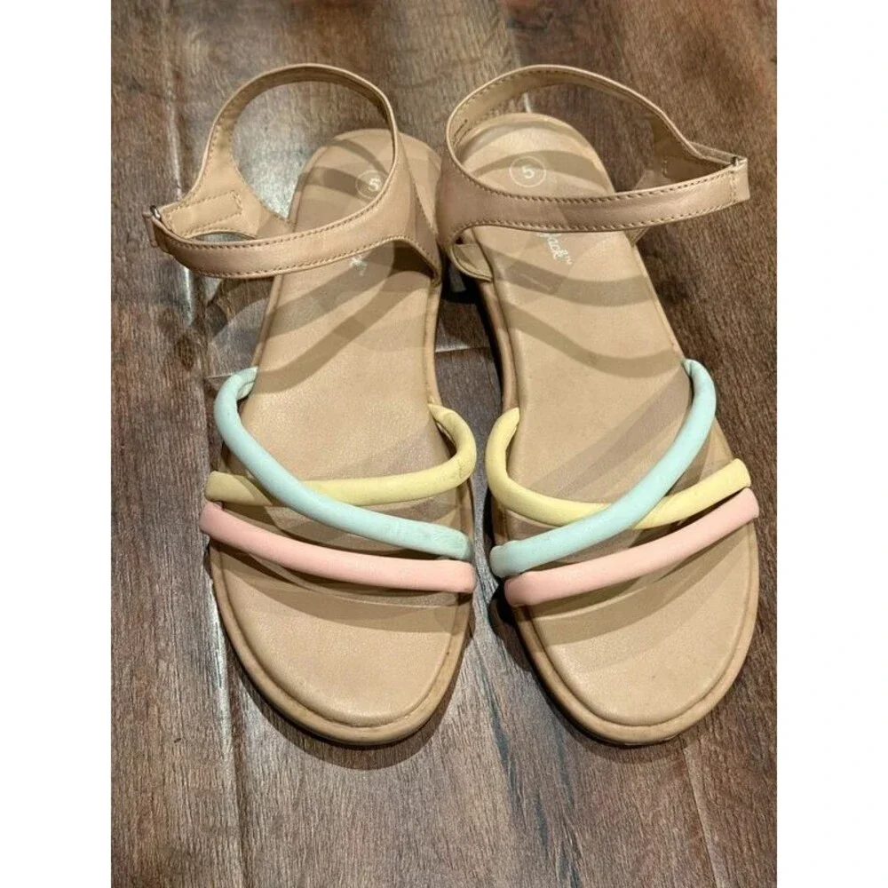 Cat & Jack Pastel Velcro Hook Flat Summer Sandals